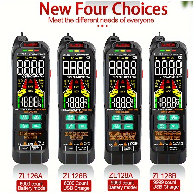 Digital Multimeter with Analog-Digital Display USB Rechargeable Pen Style AC/DC Voltage Current Capacitance Temp True RMS