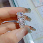 Women's Engagement Ring Moissanite 5 Carat S925 Silver Band Wedding Jewelry