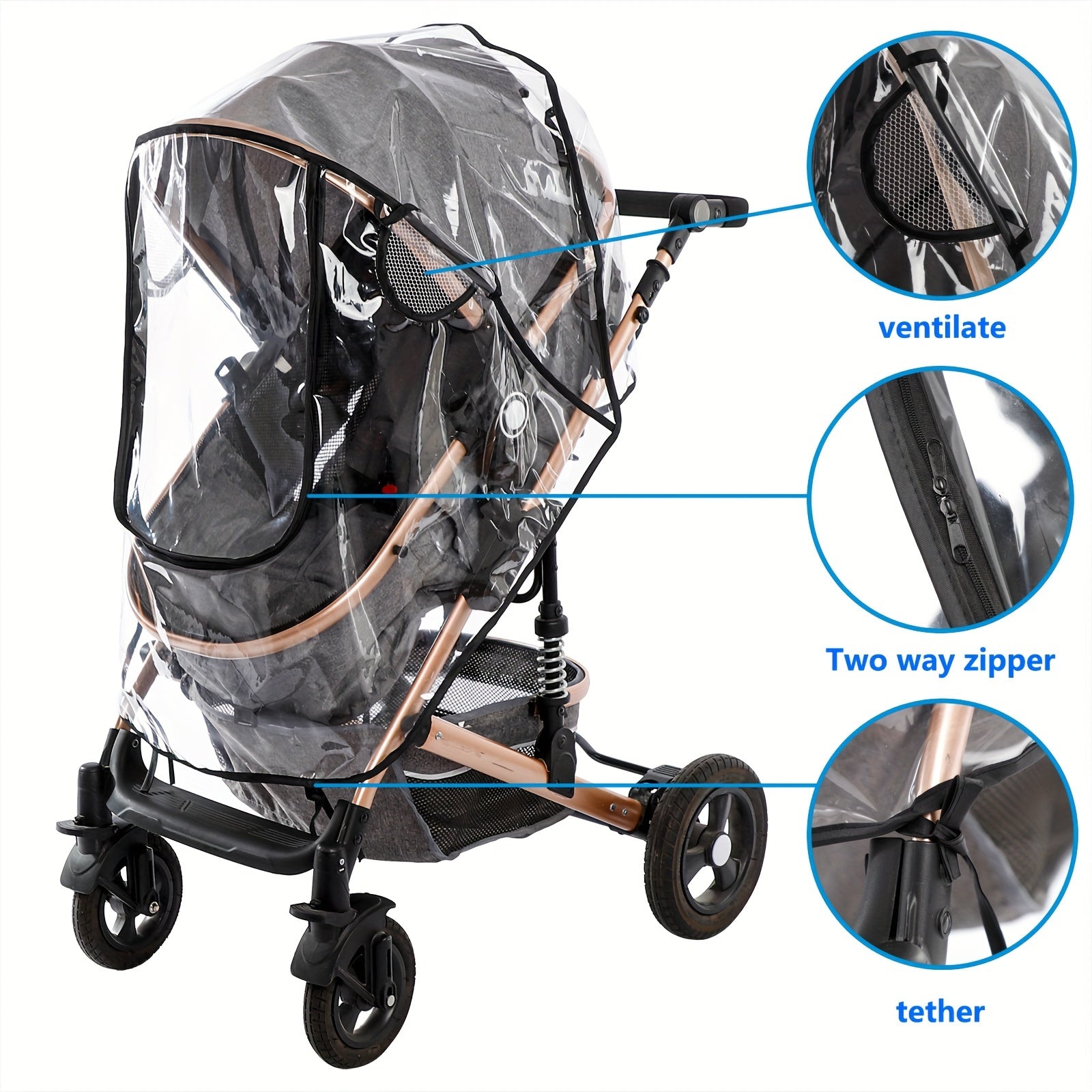 Universal Waterproof Stroller Cover for Rain Snow Dust Wind Protection