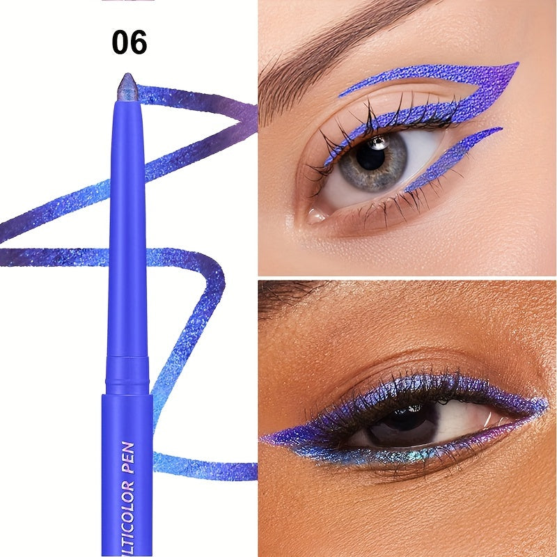Women Color-Shifting Eyeshadow and Eyeliner Stick Waterproof Long-Lasting Vibrant Orange Pink Purple Green