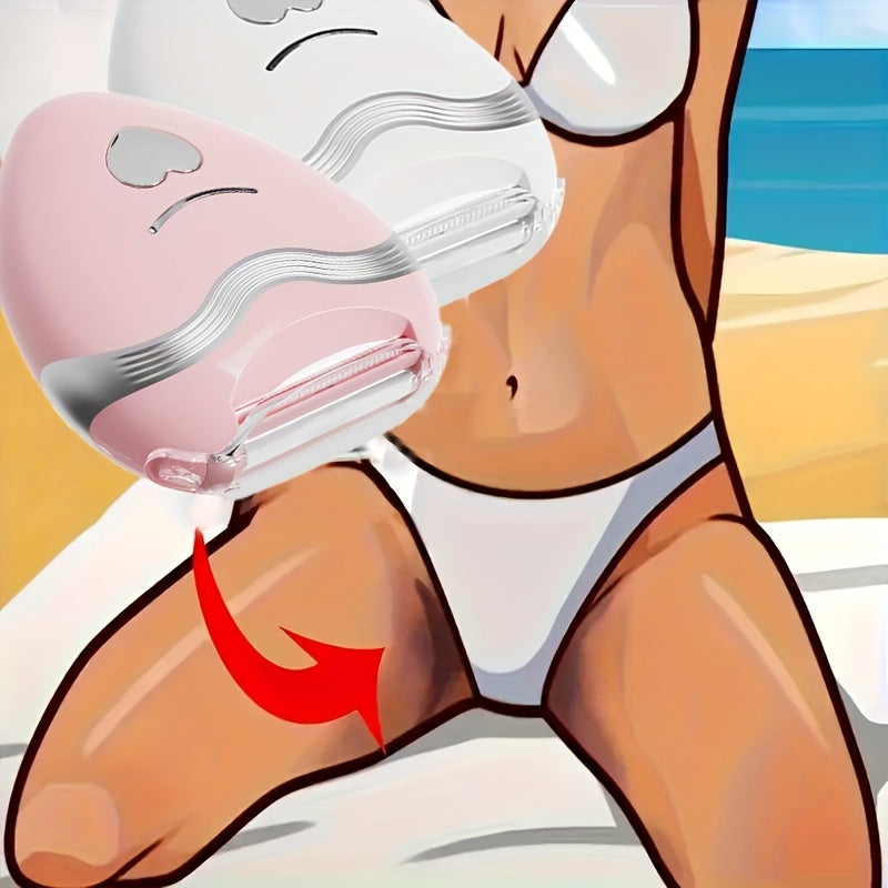 Razor eléctrico rosa y blanco para mujeres para depilación sin dolor