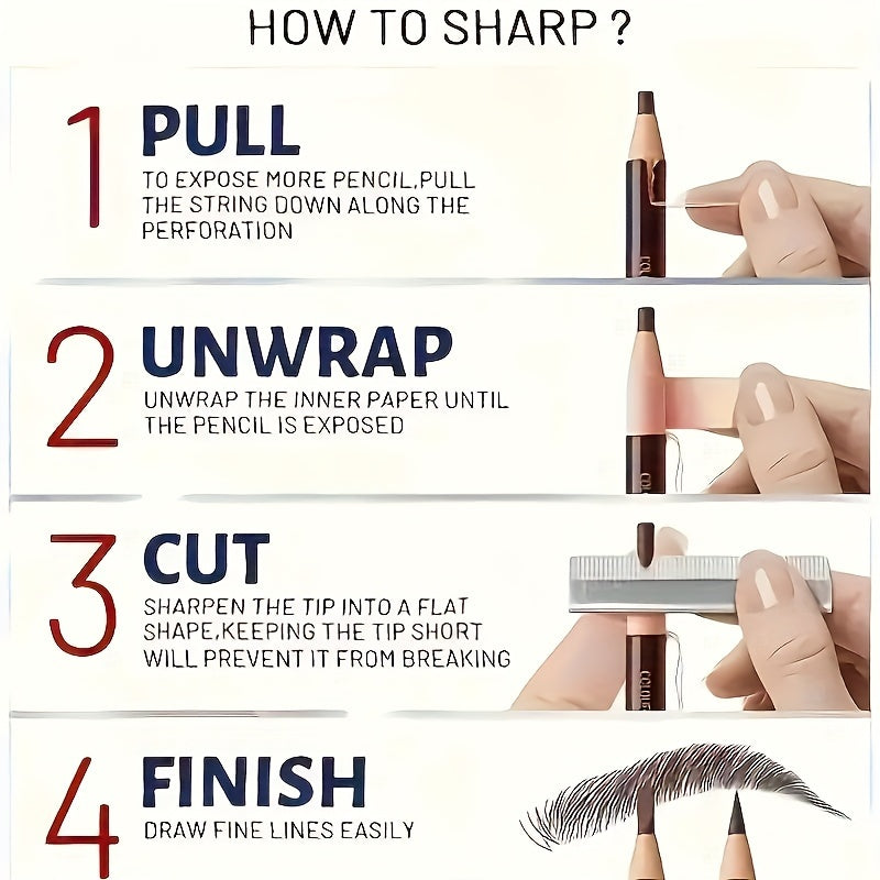 Lápiz de cejas para mujer resistente al agua y a las manchas, de madera natural con 5 tonos