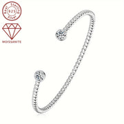 Women's Silver Bangle with Mozambique Stones 925 Solid Silver 10.19g 1.0ct