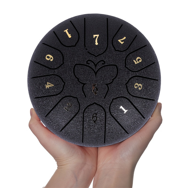 Steel Tongue Drum 11 Notes Carbon Steel for Sound Healing Meditation with Carry Bag and Accessories