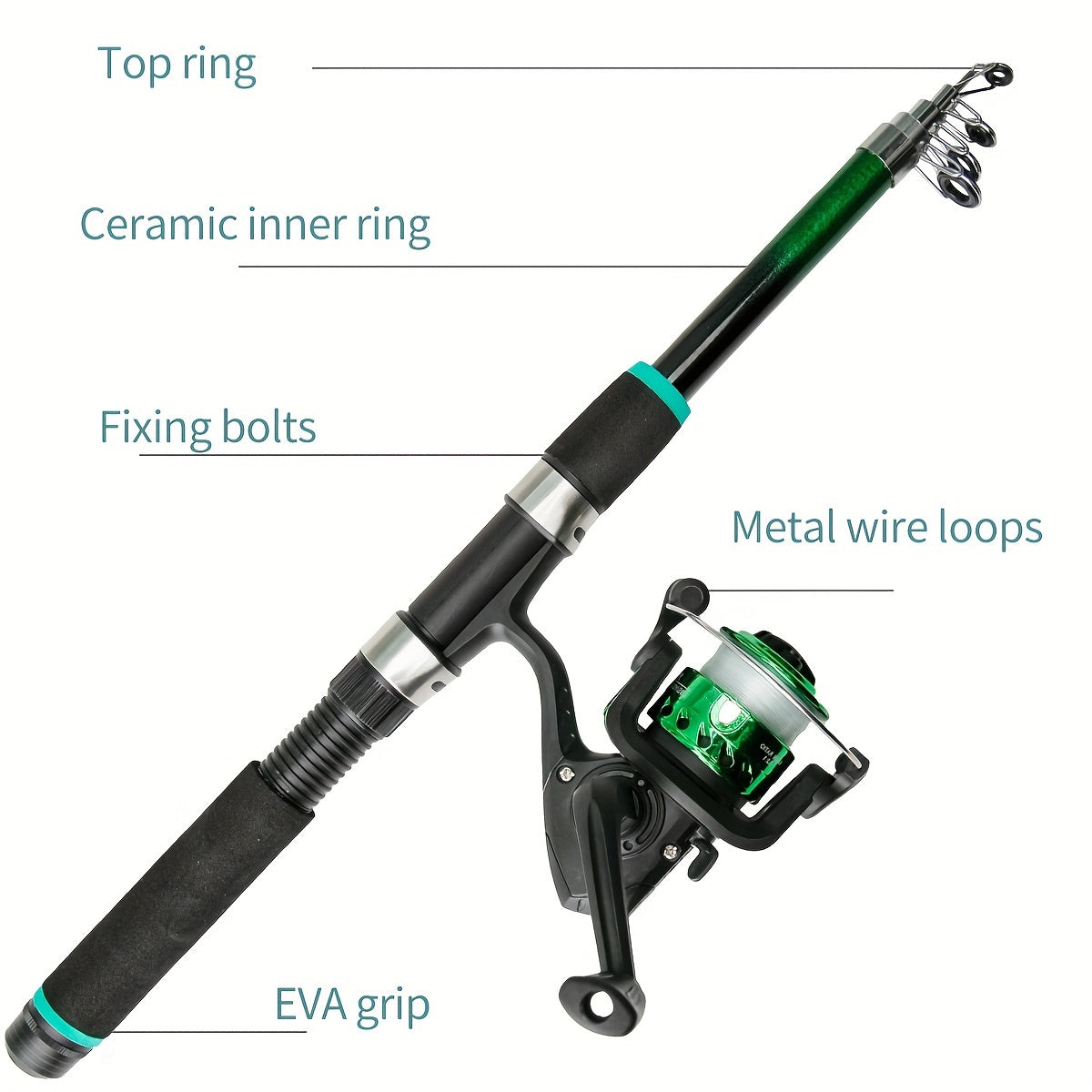 Telescopic Fishing Rod Set with Feeder and Reel for Travel Durable FRP Carp Spinning