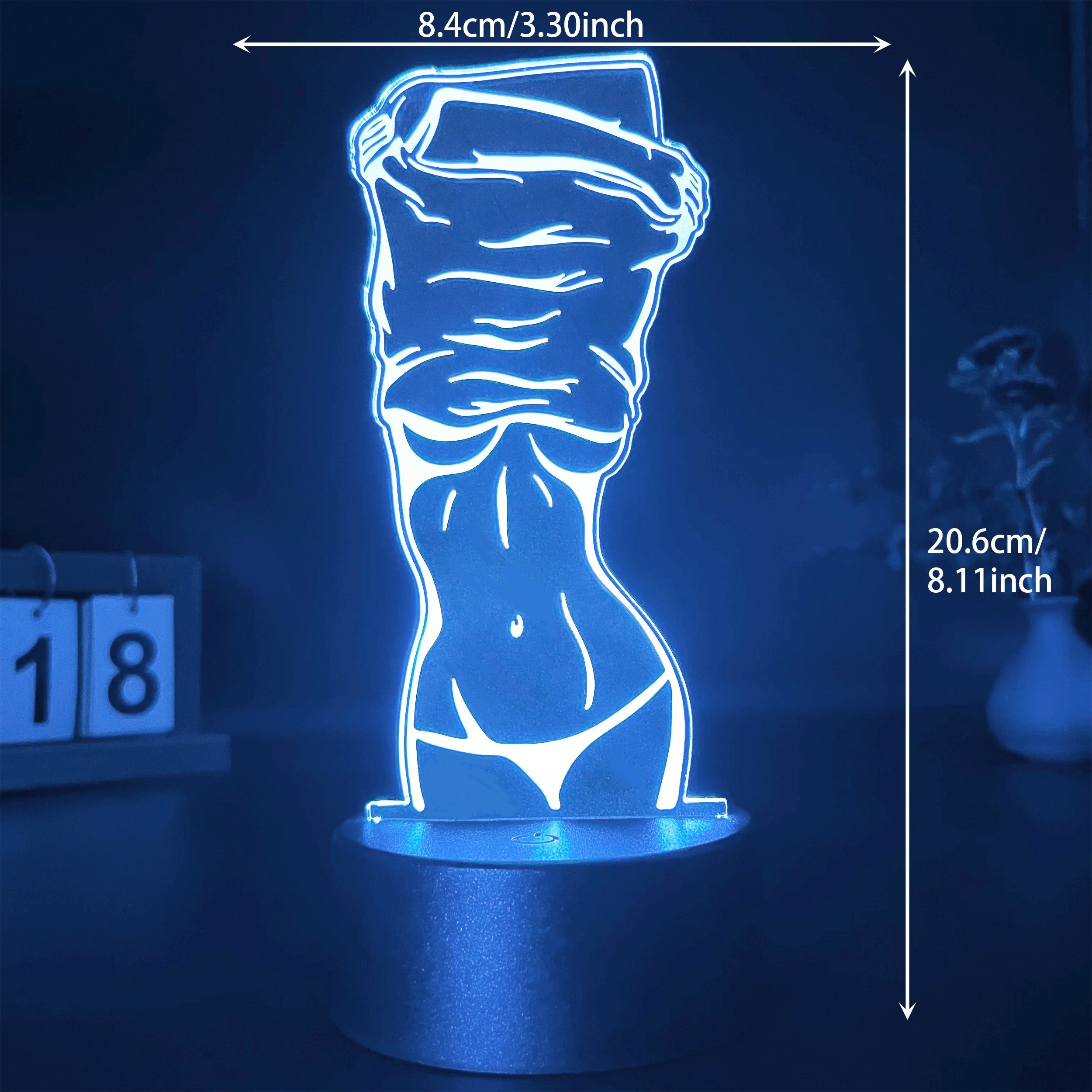 3D Illusion Night Light with Sexy Lady Design Touch Control USB Desk Lamp for Bedroom Decor