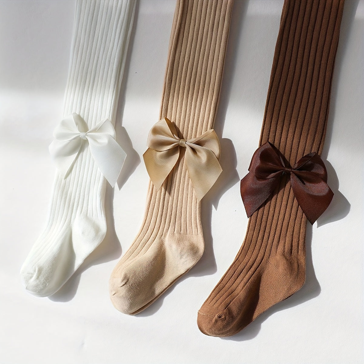 Girls' Striped Bowknot Tights Polyester Spandex All-Season for Girls 12 and Under