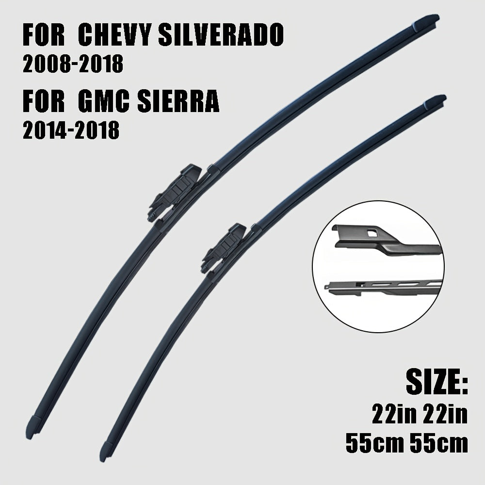 2 Pack Wiper Blades Natural Rubber Top Lock Fit for Silverado Sierra