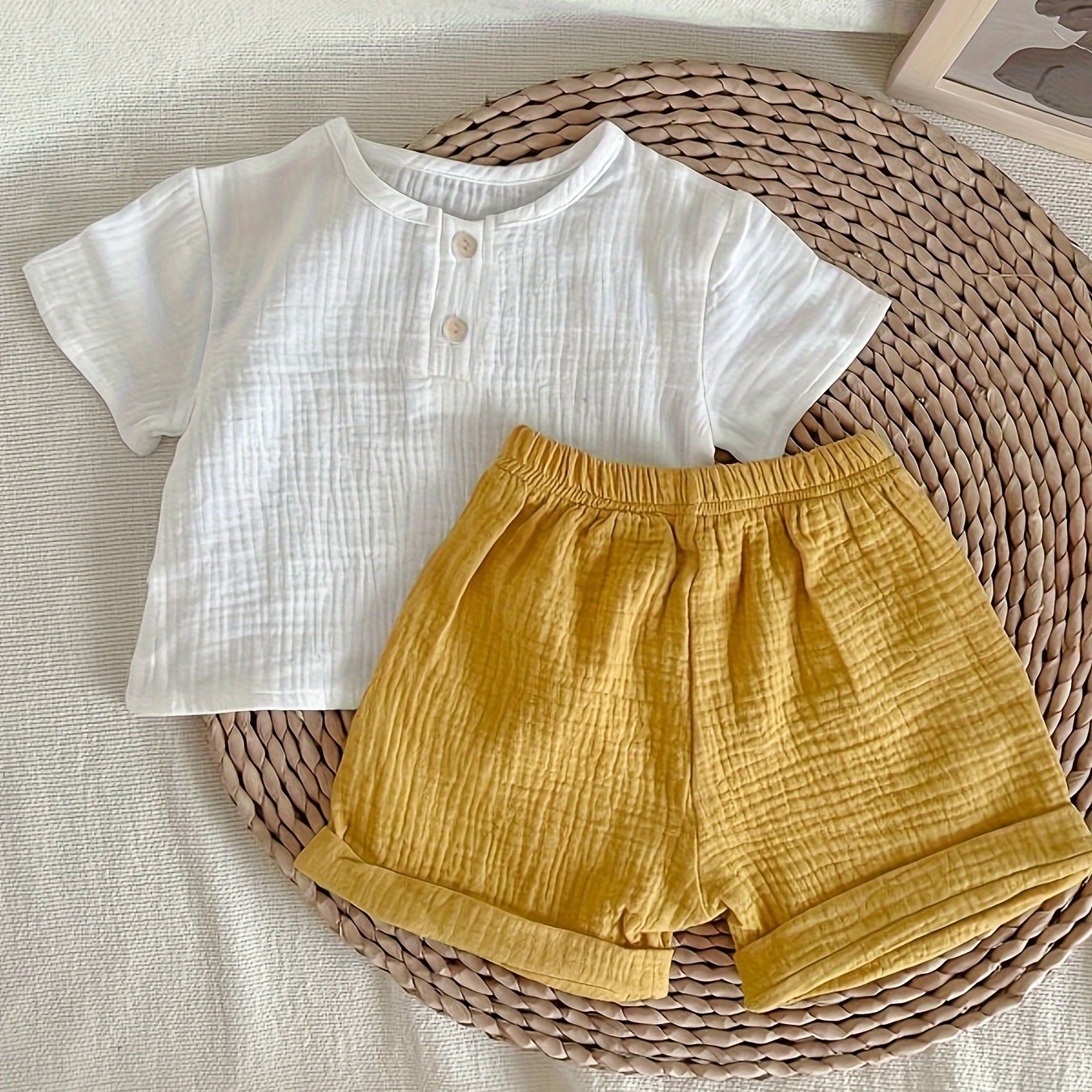 Boy's Cotton Casual Shorts Set Summer Breathable Soft Regular Fit