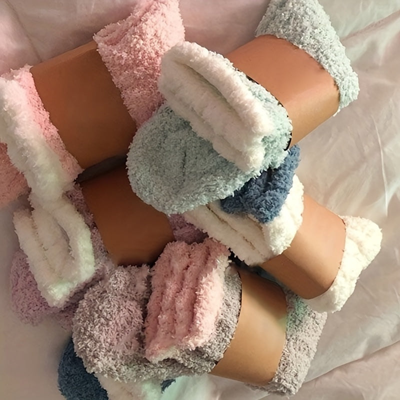 8 пар женских мягких коралловых флисовых носок пастельных цветов для зимы с ребристыми манжетами, уютные и милые