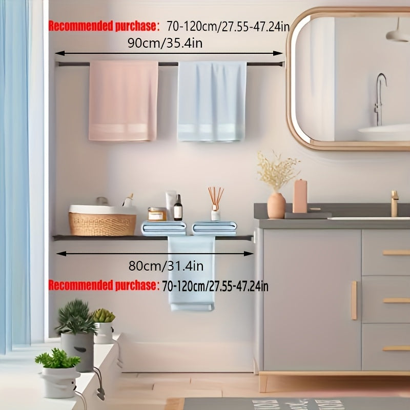 Qishloq va eshik pardalari uchun bahor yuklangan metall sochiq bar, teshiksiz tortish montaji.