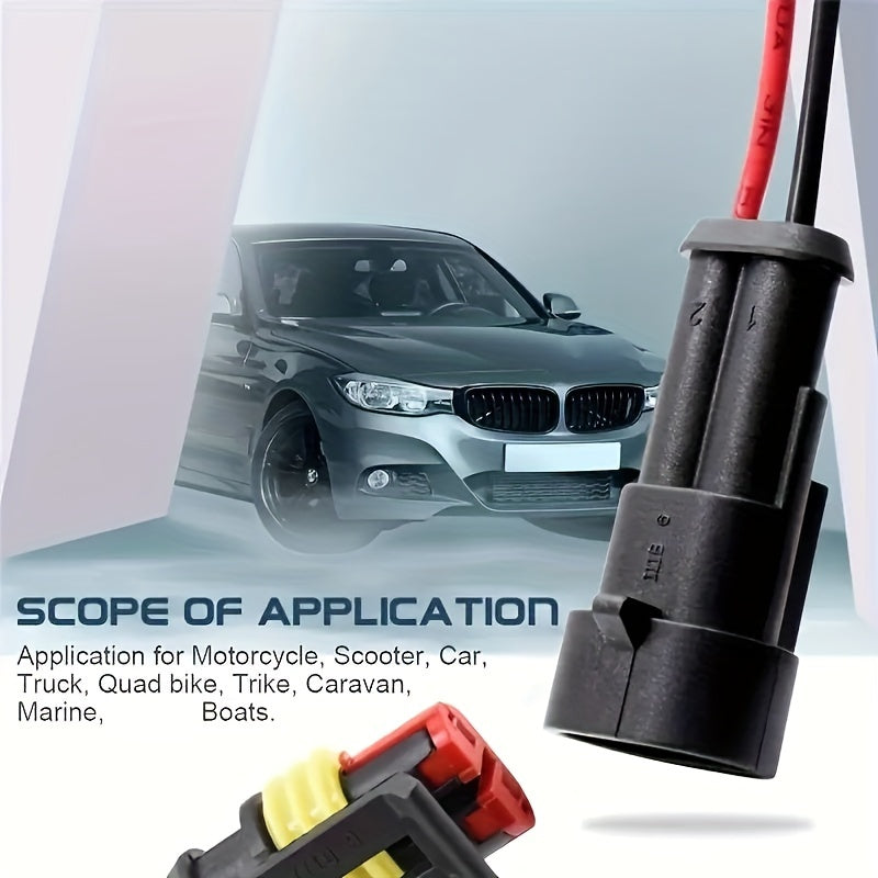 Electrical Connector Plugs Set Waterproof 10pcs 2-Pin for Car Motorcycle