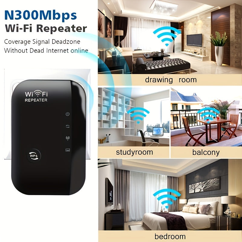 WiFi Range Extender 300Mbps 2.4GHz Supports 25 Devices Home Network Booster