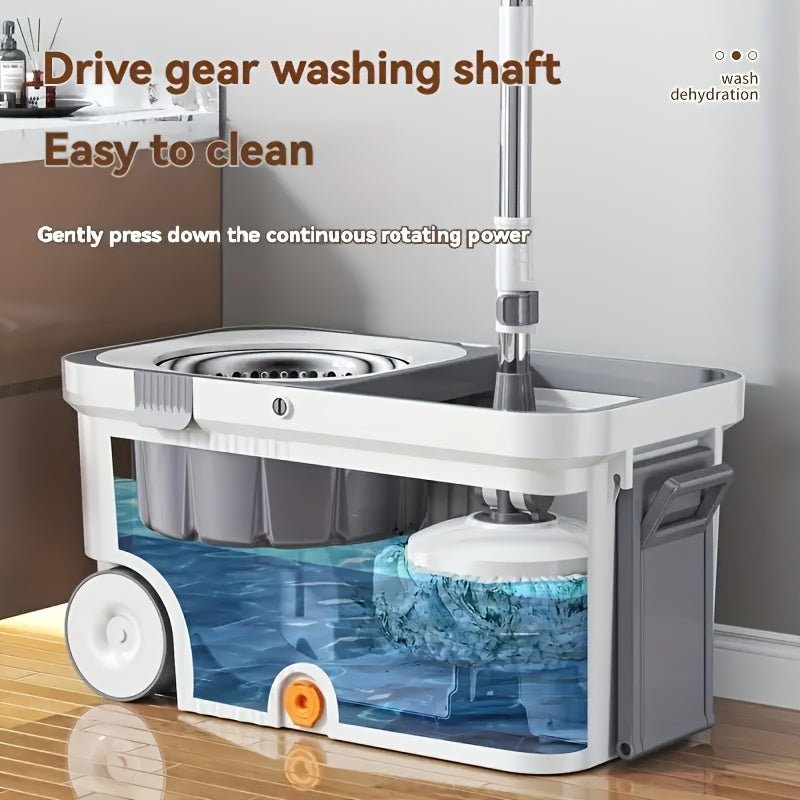 Rotary Mop and Bucket Set with Dual-Drive System, 4 Replacement Heads, Easy Clean
