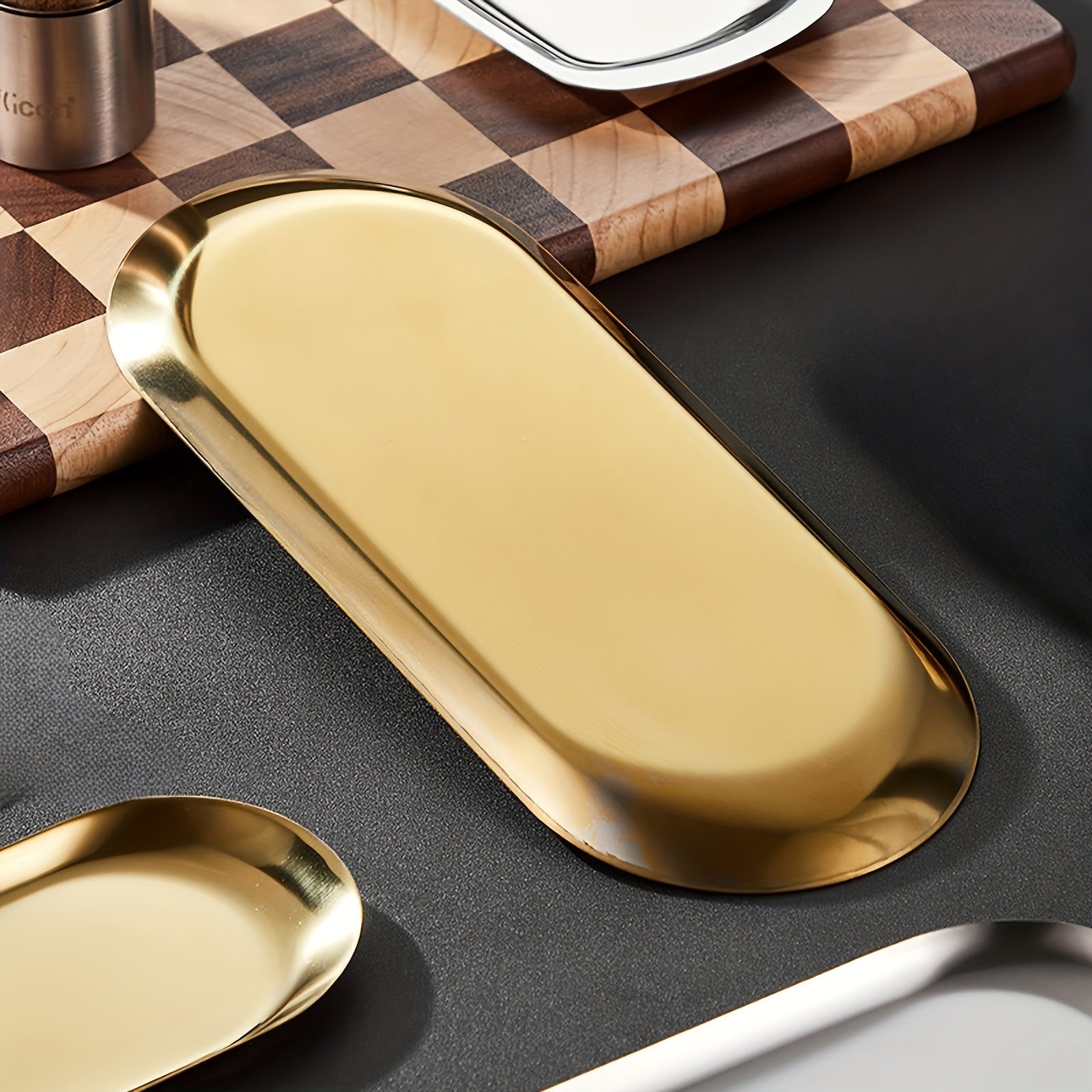 Stainless Steel Bathroom Tray for Jewelry Cosmetics and Small Items Organizer