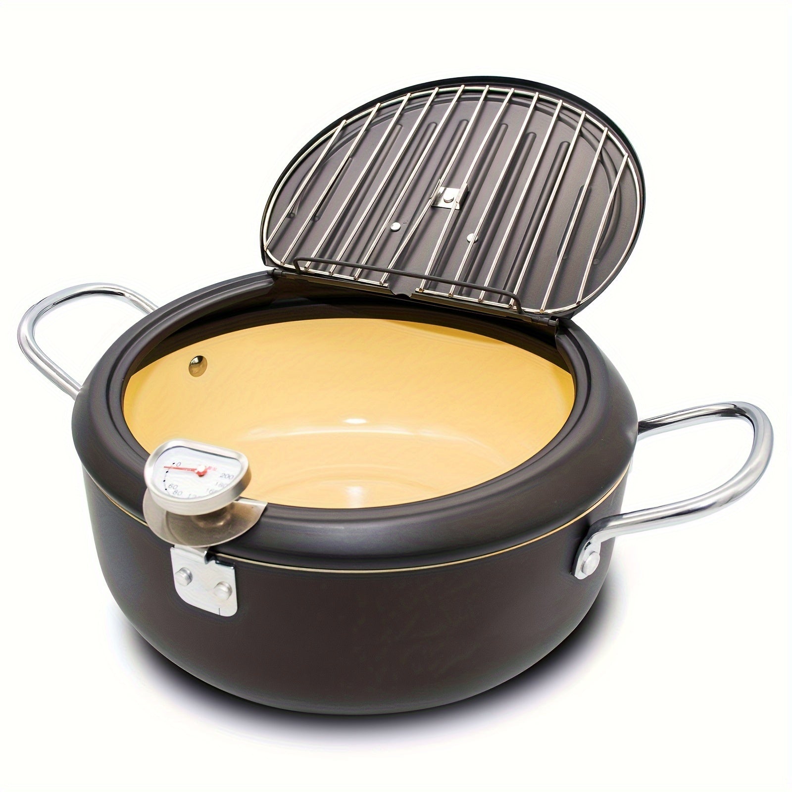 Deep Fryer Pot with Thermometer 2.3L or 3.5L Nonstick Coating for Tempura Fish Chicken