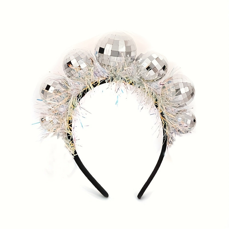 Rhinestone Glitter Disco Ball Headband for Christmas and New Year Festival Party