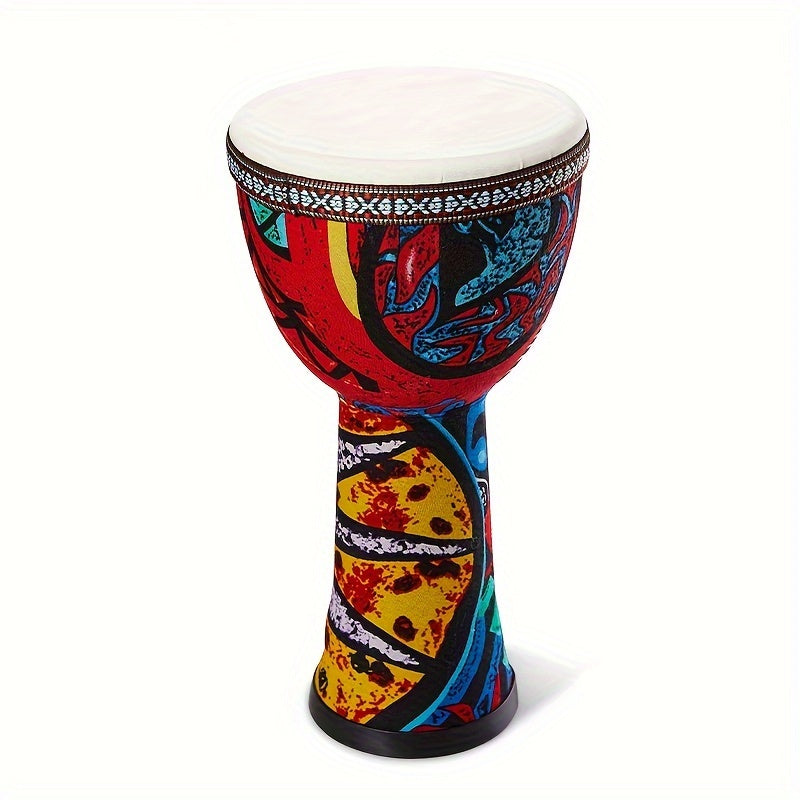 8-Inch African Djembe Drum for Beginners with Goatskin Head in Red Yellow Blue