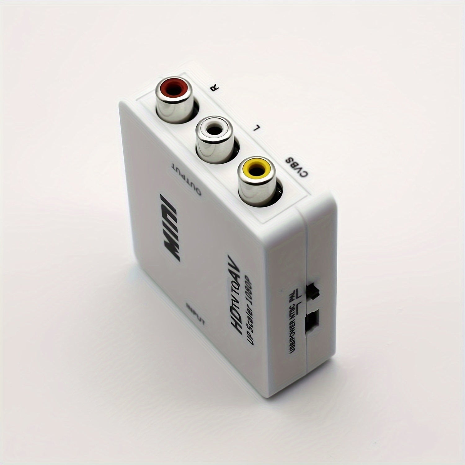 1080P RCA Adapter with USB Charging for PC Laptop HDTV DVD PAL NTSC Composite Video Audio White