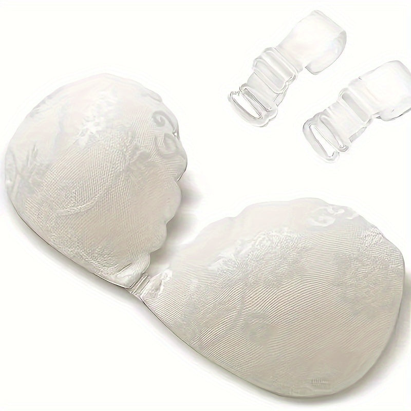 Lace Push Up Bra Wireless Invisible Straps Silicone Nipple Covers