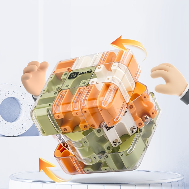 3D Maze Cube Puzzle Educational Toy for Kids Ages 3 Plus Colorful Interlocking Brain Teaser