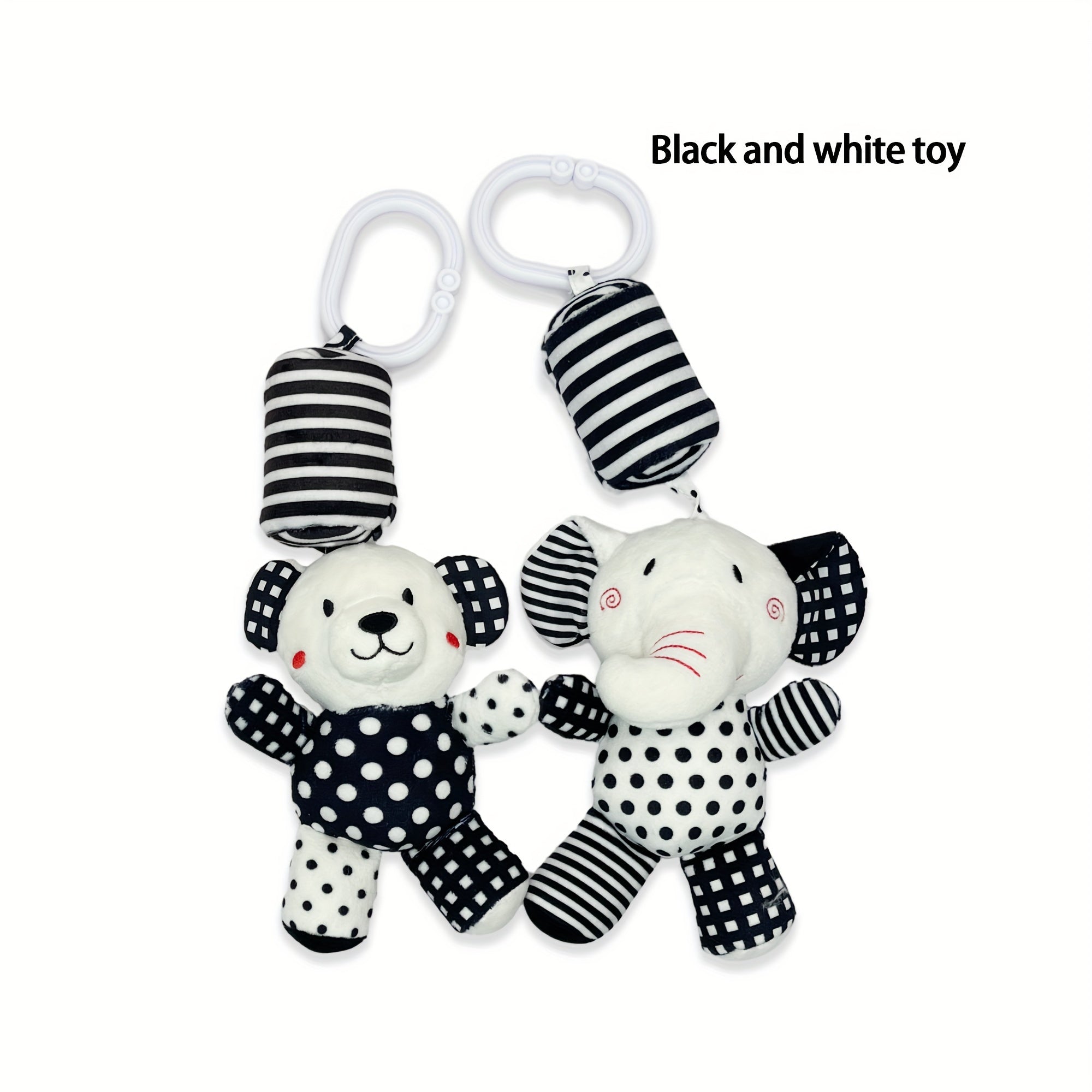 Baby Black and White Wind Chime Bed Decor for Newborns Car Pendant Plush Rattle Visual Training Bell