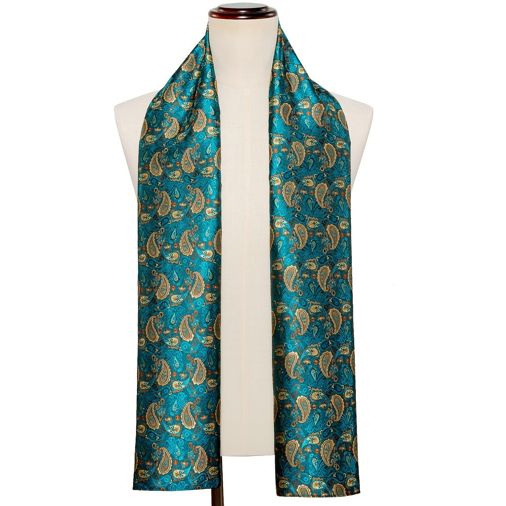 Men's Black Jacquard Paisley Floral Scarf for Autumn Winter