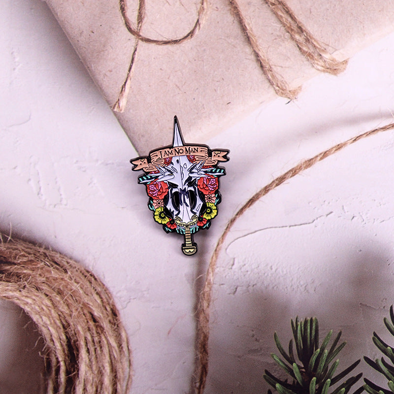 Yangi Alloy Brooch Pin qilich va gul dizayni bilan kiyimlar, shlyapa, sumkalar uchun