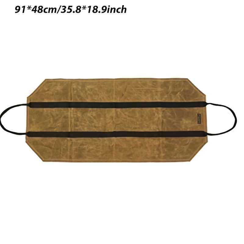 Heavy-Duty Canvas Firewood Carrier Bag with Handles for Fire Pit Camping Outdoor