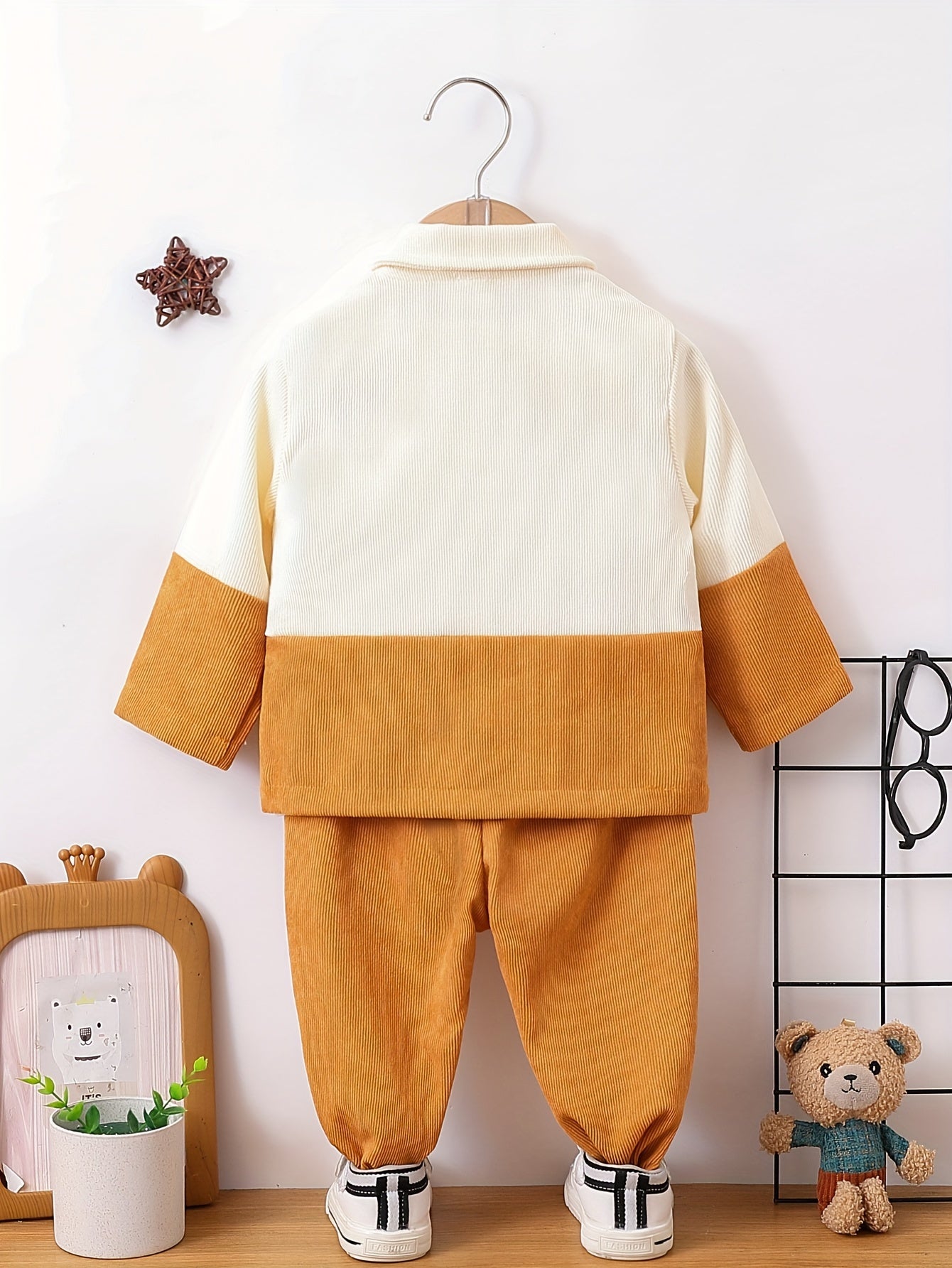 Baby Toddler Boy Set Long Sleeve Solid Woven Fabric Spring Fall Casual