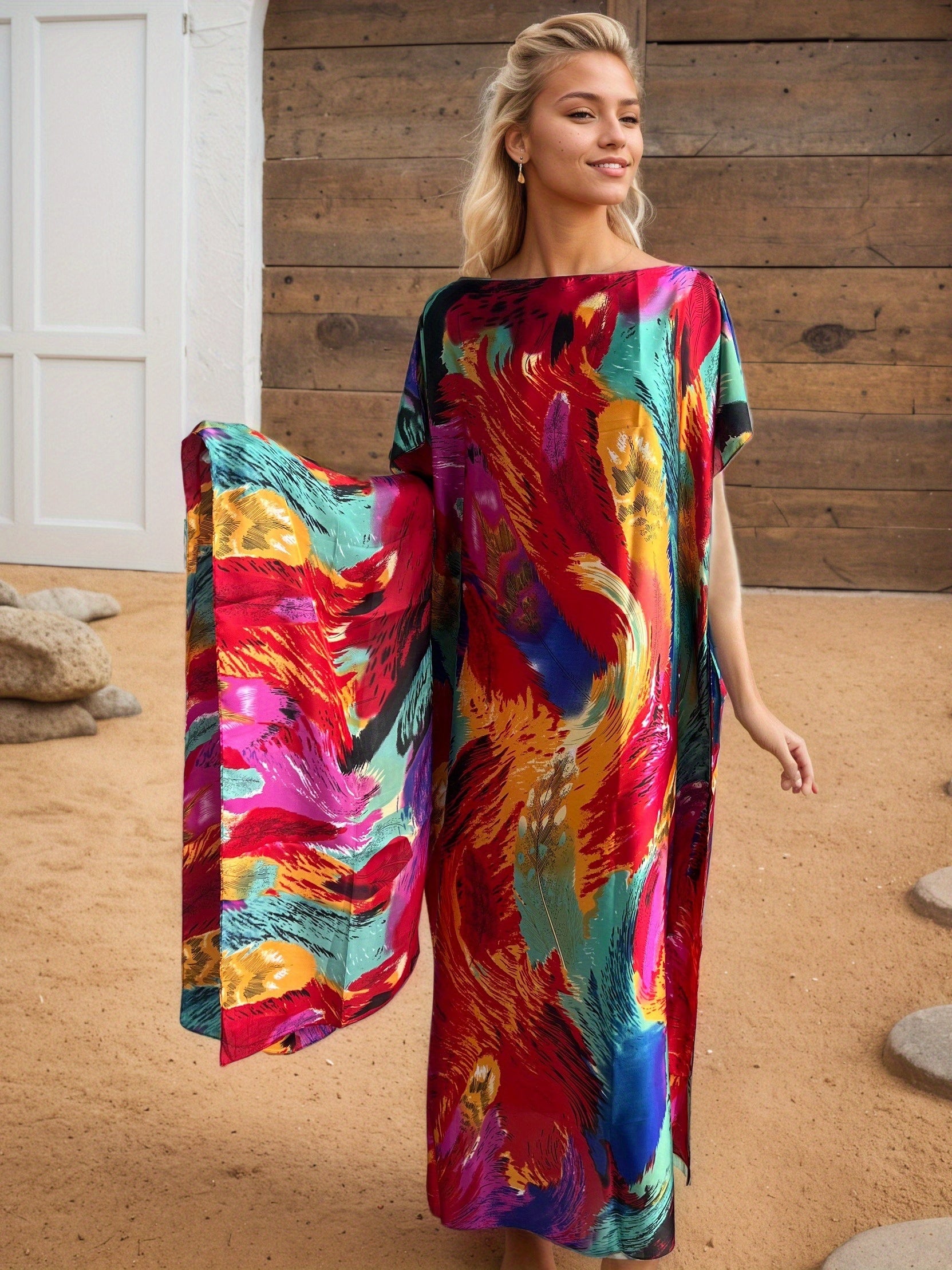 Plus Size Floral Maxi Dress Women Long Formal Casual Dress All-Season