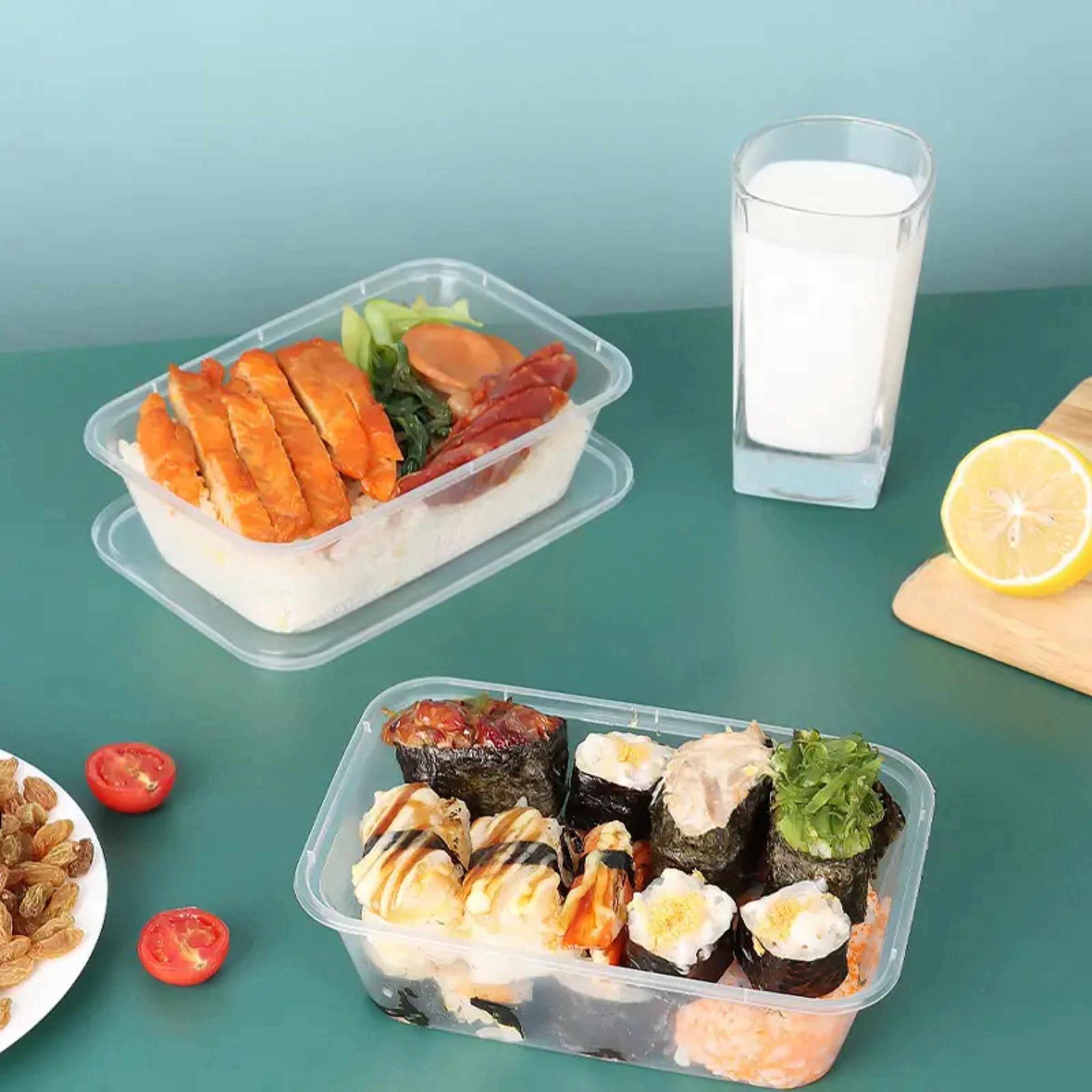 Disposable Square Takeaway Boxes with Lids, Leak-proof, Microwave Safe, 18/35/51 Pack