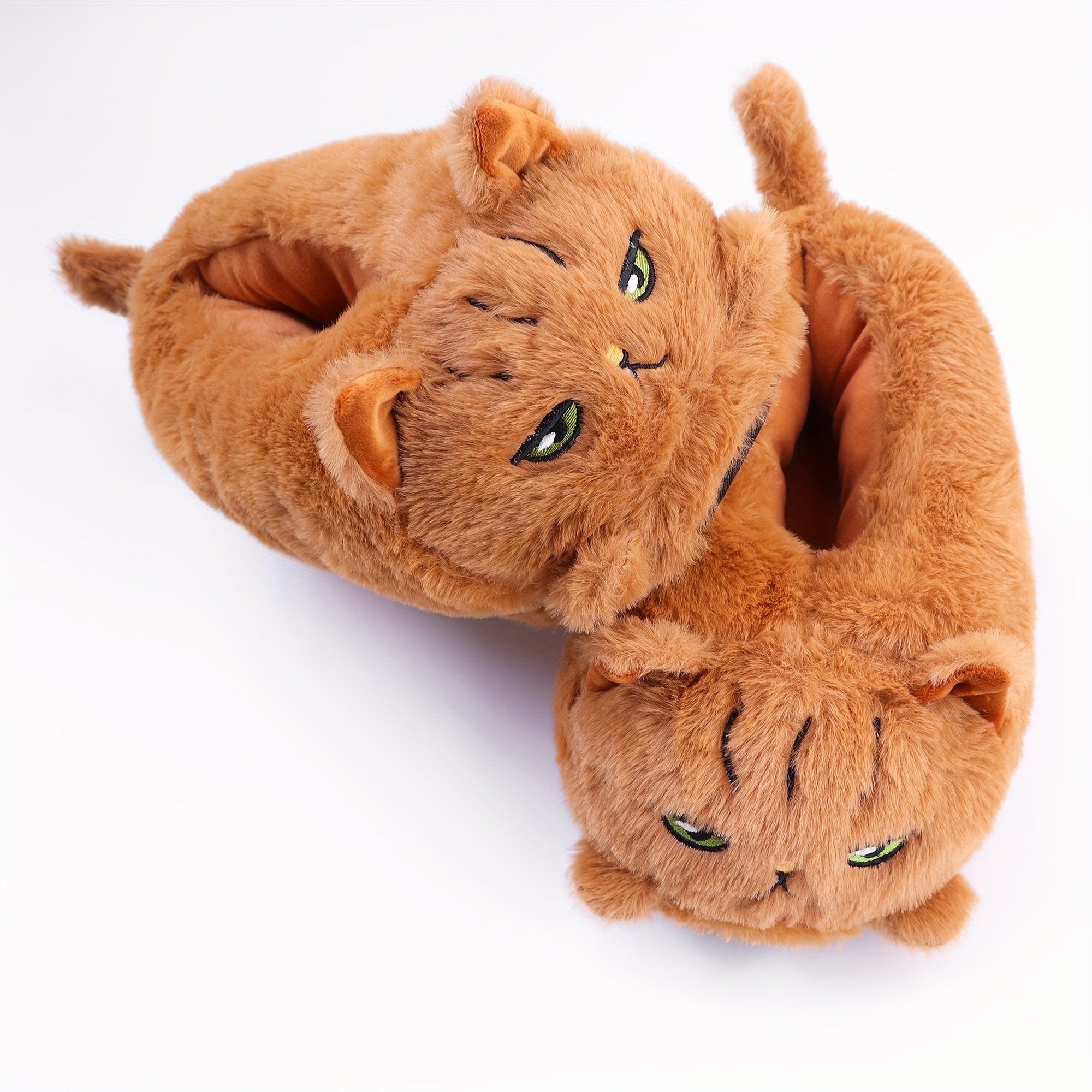 Women's Soft Plush Cartoon Cat Home Slippers Non-Slip Cushioned Cozy