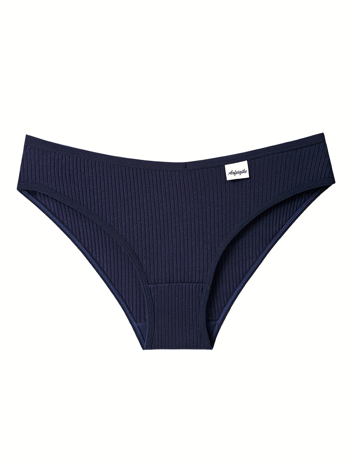 8pcs Women's Seamless Ribbed Low Waist Bikini Panties Breathable Lingerie