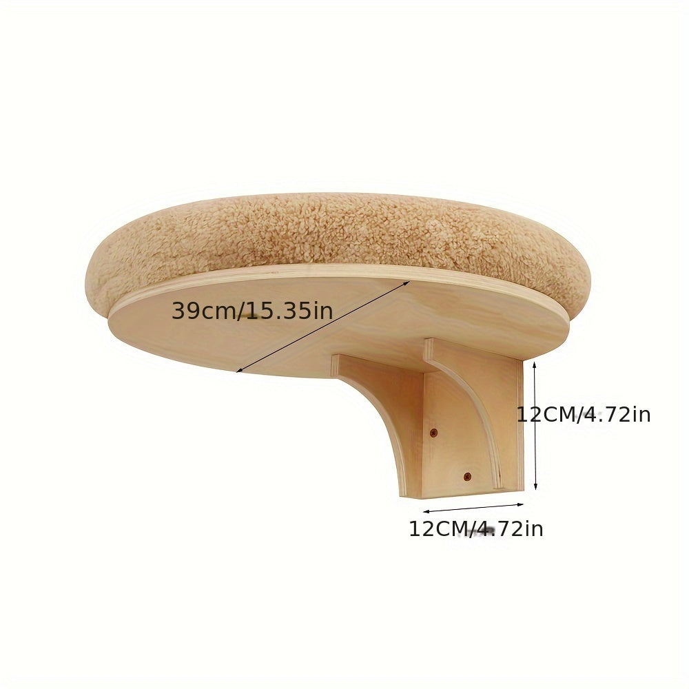 Modern Raw Wood Wall-Mounted Cat Bed for Indoor Cats