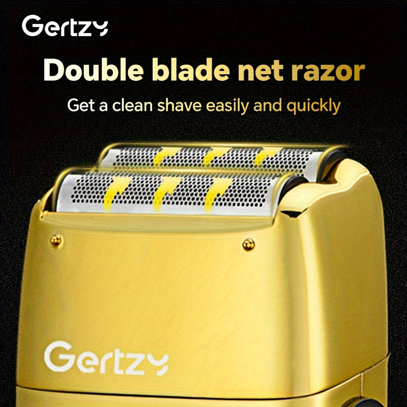 Recortadora eléctrica para hombres con pantalla LCD, recargable por USB, cuchillas de acero inoxidable, diseño dorado