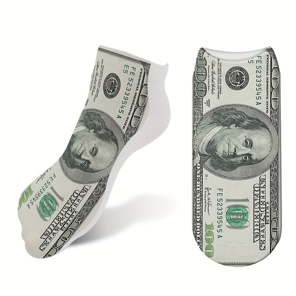 Men's Novelty Currency Pattern Socks Polyester Geometric Fun Gift