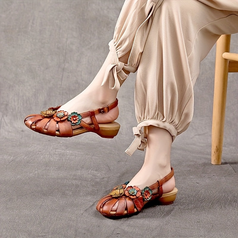 Women's Flat Sandals Summer Fashion Floral Pattern Beach Shoes