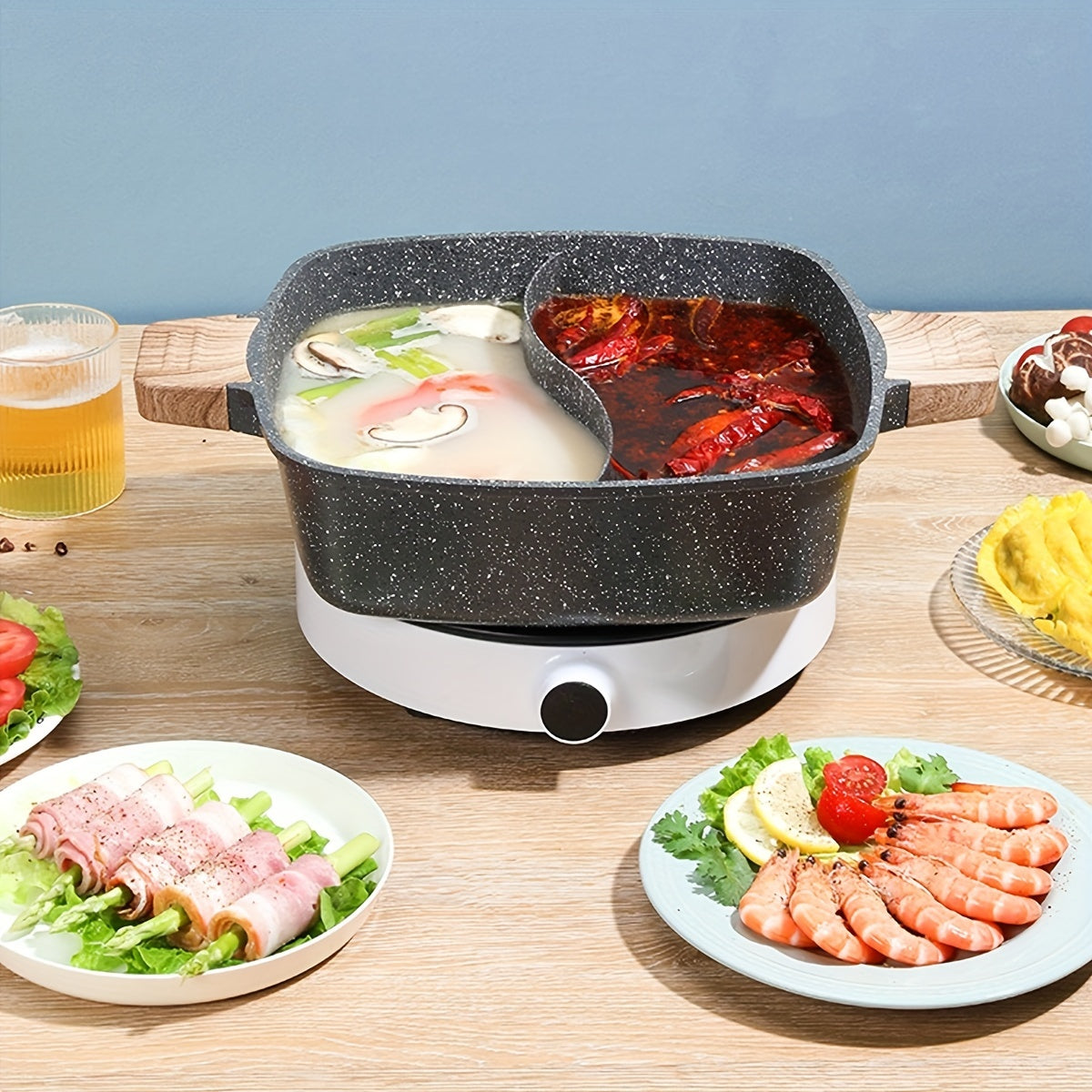 Thickened Wheat Rice Stone Mandar Duck Hot Pot Non-Stick Large Capacity for Gas and Induction