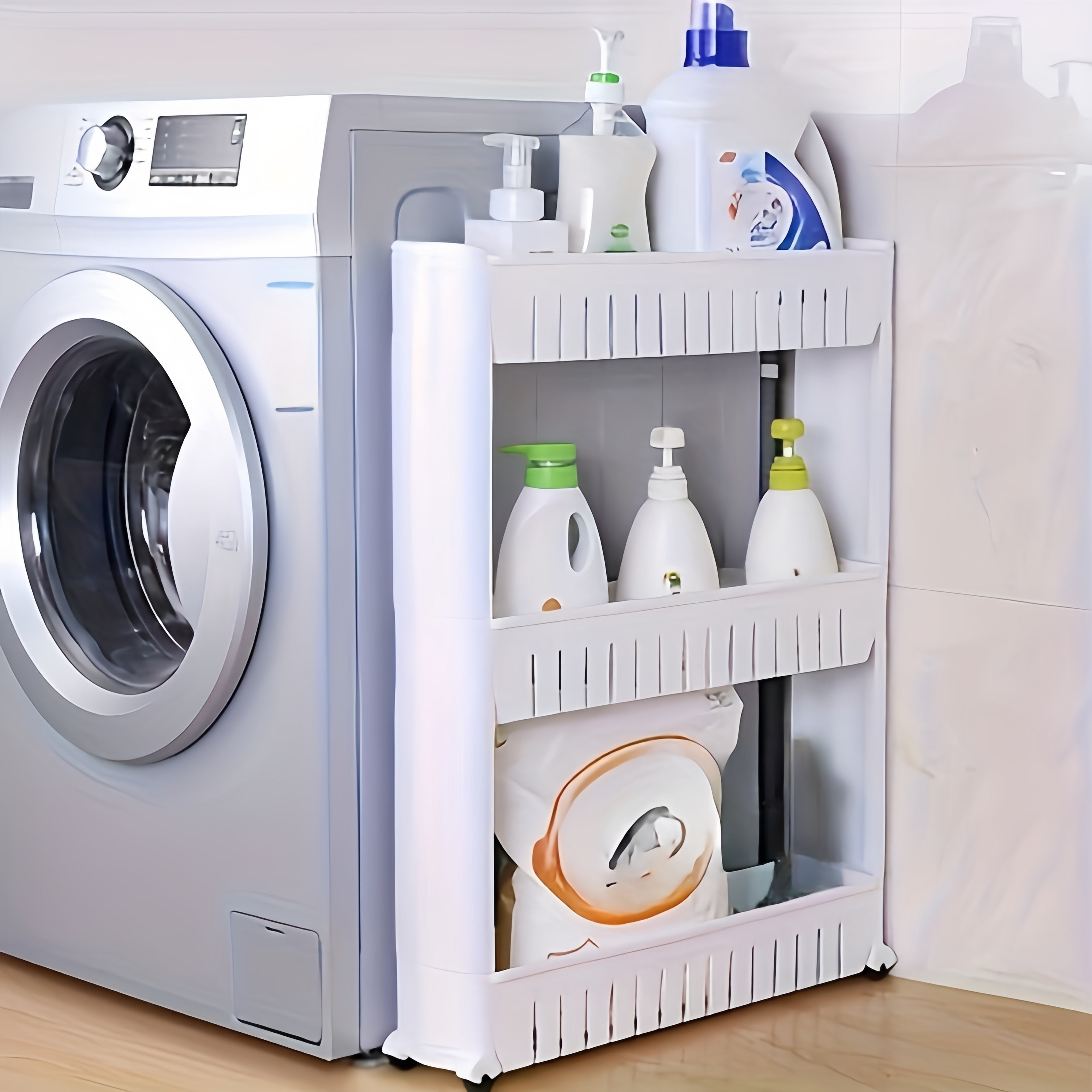 3-Layer Super Narrow Refrigerator Edge Gap Organizer Cabinet for Kitchen Bathroom Storage