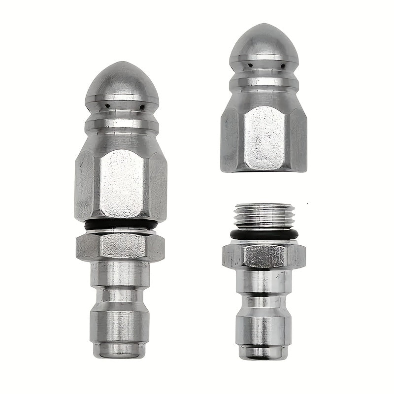 Set of 2 Stainless Steel Drainage Nozzles with Porous Design and 1/4 Inch Quick Plugs