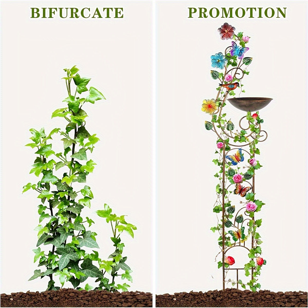 Metal Bird Bath with Trellis Outdoor Garden Decor 144.78cm Tall Iron Detachable Bowl