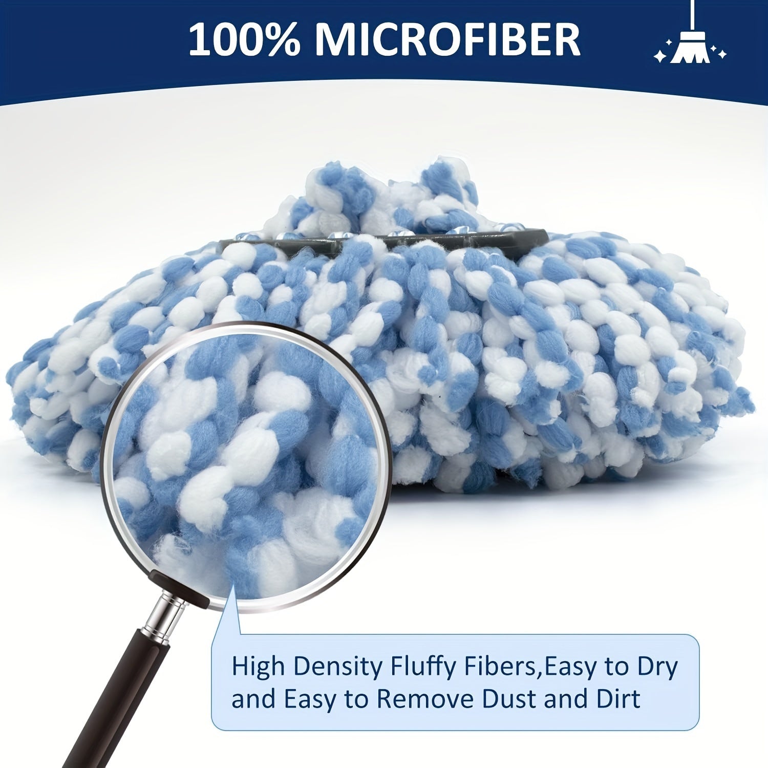 Ikkita Microfiber Spin Mop Refill Set oling, mustahkam 4-bo'lakli temir tutqichi bilan, O-Cedar EasyWring va RinseClean 2-Tank tizimlari bilan mos keladi. Tutqich 76.2 sm dan 147.32 sm gacha sozlanishi mumkin, bu esa samarali pol tozalashni ta'minlaydi.