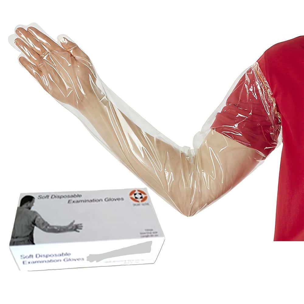 50 dona suv o'tkazmaydigan bir martalik qo'lqoplar veterinariya, ov va ochiq havoda faoliyatlar uchun - qo'rg'oshinsiz plastmassadan tayyorlangan, uy tozalash ishlariga juda mos keladi