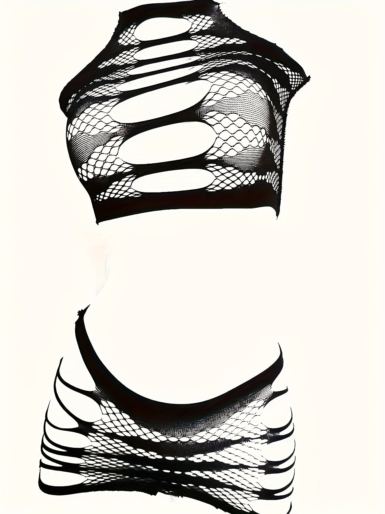 Black Lace Bodysuit and High-Waisted Shorts Set for Women