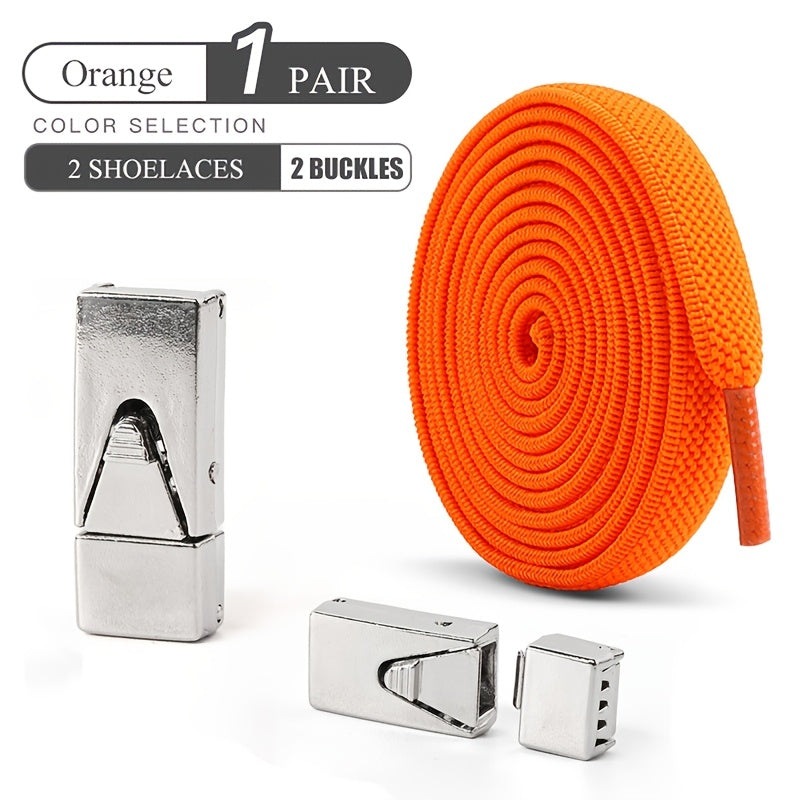 Unisex Elastic Shoelaces Set with Buckles for Sneakers and Canvas Shoes