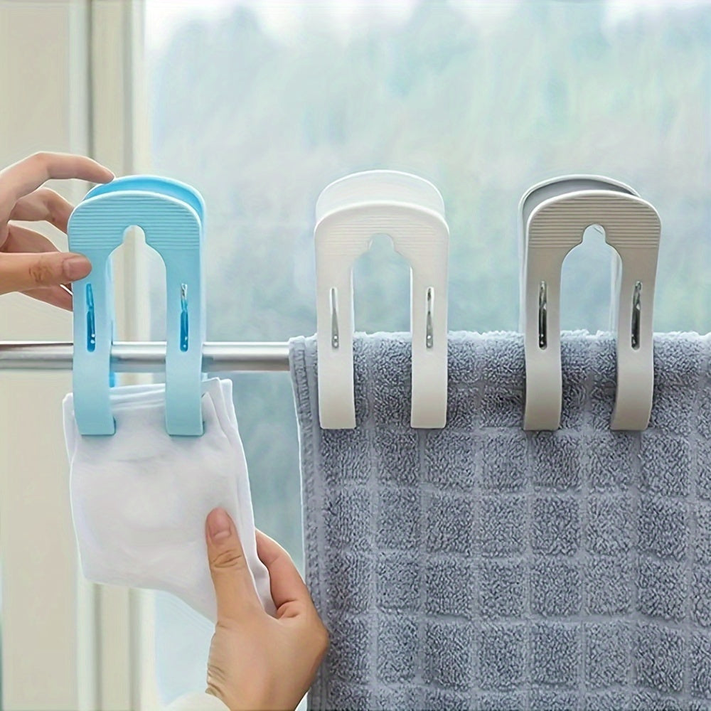 Medio paquete de pinzas de ropa de doble clip para colgar ropa y toallas, color blanco y gris