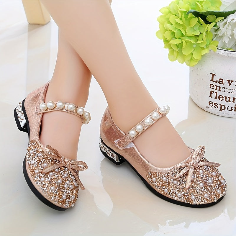 Kids Girls Summer Crystal Princess Shoes Soft Soles Casual Fashion with Bow