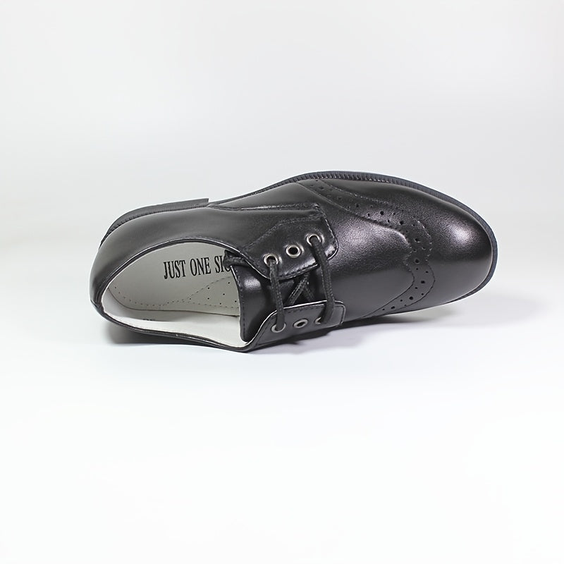 Boys PU Lace-Up Oxford Shoes All-Season Low Top Sizes 25-38