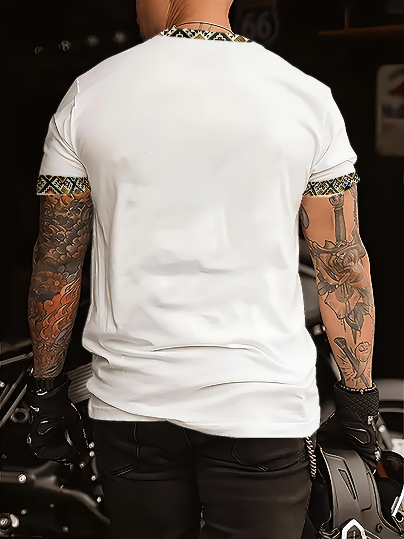 Erkaklar Moda Tasodifiy T-Shirt: 100% Polyester, Yuqori Bo'yi, Geometrik Shakl, Har Mavsumga Yaroqli To'qima, Kletka, Oq, Moda Uslubi, To'rt Mavsum